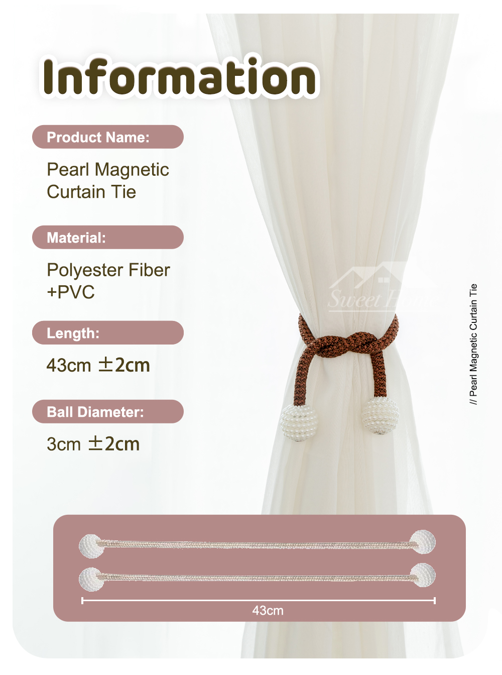Pearl Magnetic Curtain Tie-8